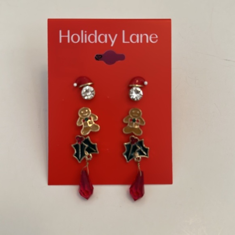 NWT holiday lane set of 3 Christmas ear studs.